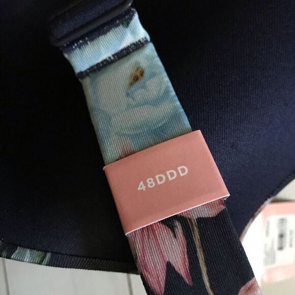 Cacique 48DDD underwire Balconette bra lined blue floral Lane Bryant New w/Tags - Picture 7 of 8